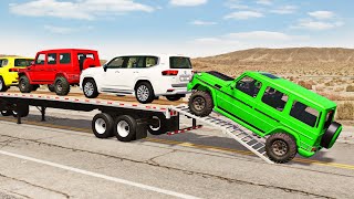 Flatbed Truck Mcqueen  Transportation with Truck  Pothole vs Car 182  BeamNGDrive [upl. by Vyse]