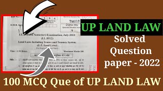 UP Land law Objective Question paper 2022  MCQ Question of UP Revenue code [upl. by Crissie]