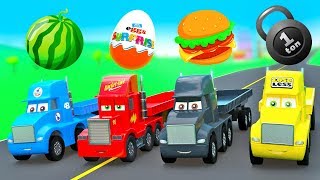 New Cars Story Super Strong Truck Cup Mack Truck Color Haulers w Fruits amp Surpize Eggs [upl. by Figueroa]