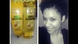 NATURAL HAIR Review of GARNIER FRUCTIS TRIPLE NUTRITION Shampoo amp Conditioner  mcfarlingirl [upl. by Eimak]