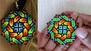 NEW STEP BY STEP Huichol style beadwork tutorial seed bead earrings tutorialmostacillas [upl. by Binette]