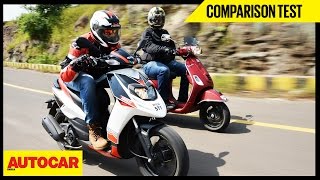 Aprilia SR 150 VS Vespa SXL 150  Comparison Test  Autocar India [upl. by Nolyat]