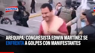 🔴🔵Arequipa Congresista Edwin Martínez se enfrenta a golpes con manifestantes [upl. by Aisaim783]