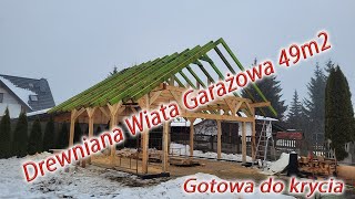 Drewniana Wiata Garażowa 49m2 Gotowa do pokrycia [upl. by Bartle]