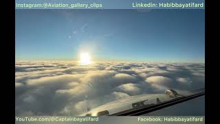 FOKKER F100 DURING FLIGHT AT CRUISE LEVEL OVER OCEAN OF CLOUDS AND BEAUTIFUL SKY [upl. by Ahsuatan701]