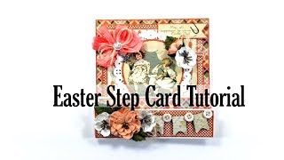 Vintage Easter Step Card Pollys Paper Studio Authentique Papers Tutorial Process DIY card making [upl. by Marucci818]