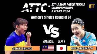 Alice Chang MAS Vs Miwa Harimoto JPN  2024 Asian Championships Mens Singles Round of 64 [upl. by Saito]