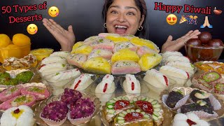 HAPPY DIWALI 2024 🎉🎊 MALAI SANDWICHES MALAI RASGULLA KALA JAMUN RAJBHOG KAJU SWEETS  MUKBANG [upl. by Hagep736]