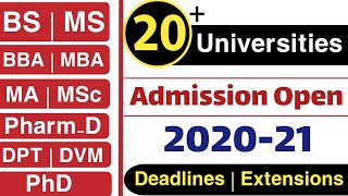 20 Universities offering Admission 202021  Government  BS  MS  MAMSc  PharmD  DVM  Phd [upl. by Eileek990]