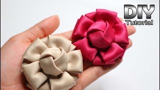 DIY  Tutorial Fabric Flower Satin Velvet  Bunga Hanna  Cara membuat bros bunga kain Patchwork [upl. by Odey]