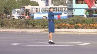 One Minute With a Traffic Lady in Pyongyang North Korea [upl. by Icat751]