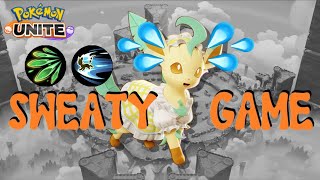 A very sweaty Leafeon game  Pokemon Unite Leafeon Gameplay [upl. by Anilem181]