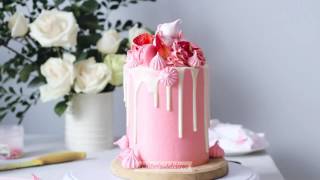 White Cake with Pink Frosting and Strawberry [upl. by Karita]