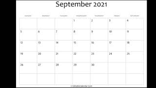 Free September 2021 Editable Calendar with Holidays [upl. by Outhe]