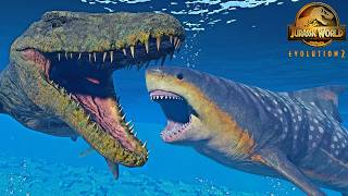 Megalodon vs Mosasaurus quotHUNT amp FIGHTquot vs ALL Marine Reptiles [upl. by Harad122]