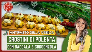 Crostini di polenta al baccalà e al gorgonzola  Benedetta Parodi Official [upl. by Lahey]