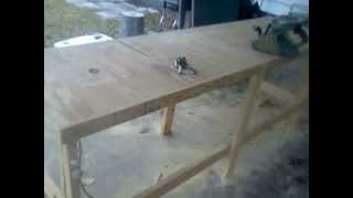 Homemade woodworking bench router and table saw in bench [upl. by Lezned]