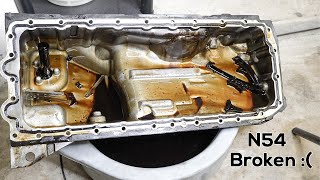 My BMW N54 Is Broken And This Is What Broke  E90 Oil Pan Gasket DIY [upl. by Hanna]