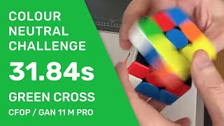 GREEN CROSS  Rubiks cube colour neutral challenge  3184s  F2L CFOP method  With subtitles [upl. by Krasner]