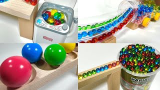 Marble Run Race ☆ HABA Wave Slope amp Haribo Gold bear Gummies amp ASMR Continuous playback [upl. by Atirihs]