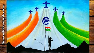 how to draw Republic day drawing easyindependence day painting [upl. by Ireg]