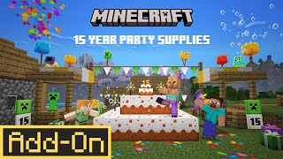 Minecraft 15th Year Anniversary AddOn  Early Showcase  Minecraft Marketplace FREE Addon [upl. by Foss]