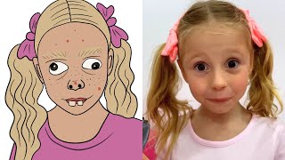 Nastya and Stacy play with edible makeup funny drawing meme l Like Nastya [upl. by Yert]