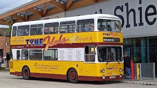 PRESERVED Newcastle Busways Tyne Idols Leyland Atlantean Leaves North Shields Transport Hub [upl. by Etterb]