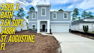 St Augustine FL 5 bed 3 bath bonus rooms 3533 sqft 488k new construction [upl. by Okiam]