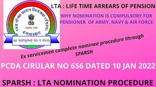 Life Time Arrears of Pension LTA amp Nomination for claiming Arrears of Pension Sparsh pension [upl. by Lydie]