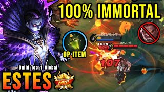 MVP Plays Estes New OP Build 100 IMMORTAL  Build Top 1 Global Estes  MLBB [upl. by Icyaj]