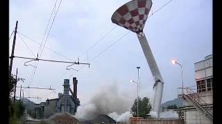 Blasting work  demolizione torre piezometrica Lesegno CN  ILVA Acciai Water Tank [upl. by Nanis352]