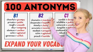 100 IMPORTANT Antonyms in English B1 B2 and C1 Level Vocabulary [upl. by Anirdna]