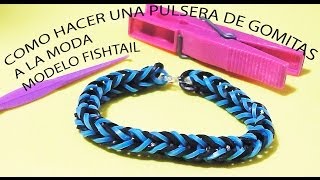 Como hacer una pulsera de gomitas o ligas es fácil y rápida diseño fishtail tutorial diy [upl. by Hairahs469]