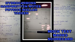 HYDROCARBONS Notes amp MOCK TEST MARKS  Physics Wallah  Pankaj Sir  Yakeen 20  Handwritten PDF [upl. by Yendyc]