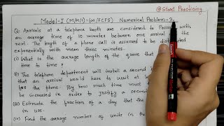 Model 1 MM1 infinityFCFS Problem No 2  Queueing Theory in Operation Research  Solution [upl. by Disraeli]