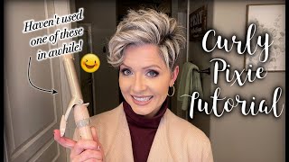 Hair Tutorial  Curling My PIXIE with a CURLING IRON 😅 [upl. by Matelda657]