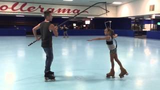 11yr old double axel amp triple salchow roller figure skating on harness [upl. by Aseram]