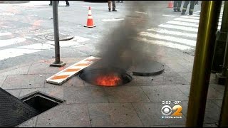 Manhole Covers Explode From The Ground In Midtown [upl. by Erb]