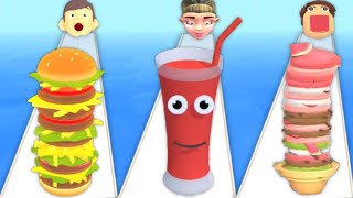 BURGER RUSH vs JUICE RUN vs ICE CREAM RUN  Triple Video Gameplay Mod APK All Levels [upl. by Siekram706]