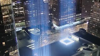 911 Memorial lights up Manhattan to mark 23 years [upl. by Trutko]