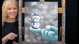 Learn How to Draw and Paint with Acrylics CUTEST SNOWMAN 3 Beginner Acrylic Painting Tutorial [upl. by Breech]