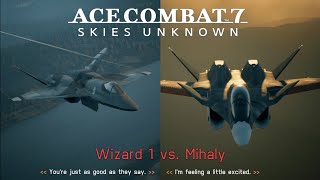 Ace Combat 7 Skies Unknown  Wizard 1 vs Mihaly  YF23 Black Widow II [upl. by Hammer]