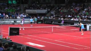 Show match Sabine Lisicki Henri Leconte 44  Porsche Tennis Grand Prix 2011 [upl. by Ydnak]