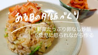 【とある日の夕飯作り】野菜たっぷり卵なし炒飯！ 娘に怒られたり春野菜を愛でたり [upl. by Grizel]