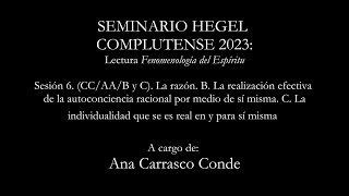 Ana Carrasco Conde Lectura de la Fenomenología del Espíritu Sesión VICAAB y C La razón II [upl. by Earahc]