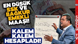 SGK Uzmanı Zamlı En Düşük SSK ve Bağkur Emekli Maaşını Tabloda Hesaplayarak Anlattı [upl. by Lirbij636]