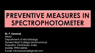 Preventive Measures in Spectrophotometer [upl. by Llebpmac]