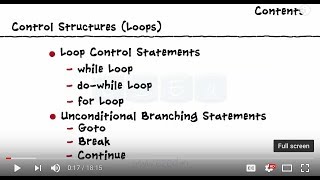 Control Structures  while loop  dowhile loop  for loop  Goto  break  continue statements [upl. by Ozner]