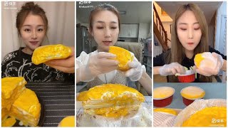 Asmr soft creamy juicy crepe cake and mochi mukbang  Ăn bánh mochi crepe  Chinese mukbang asmr [upl. by Ytisahc]